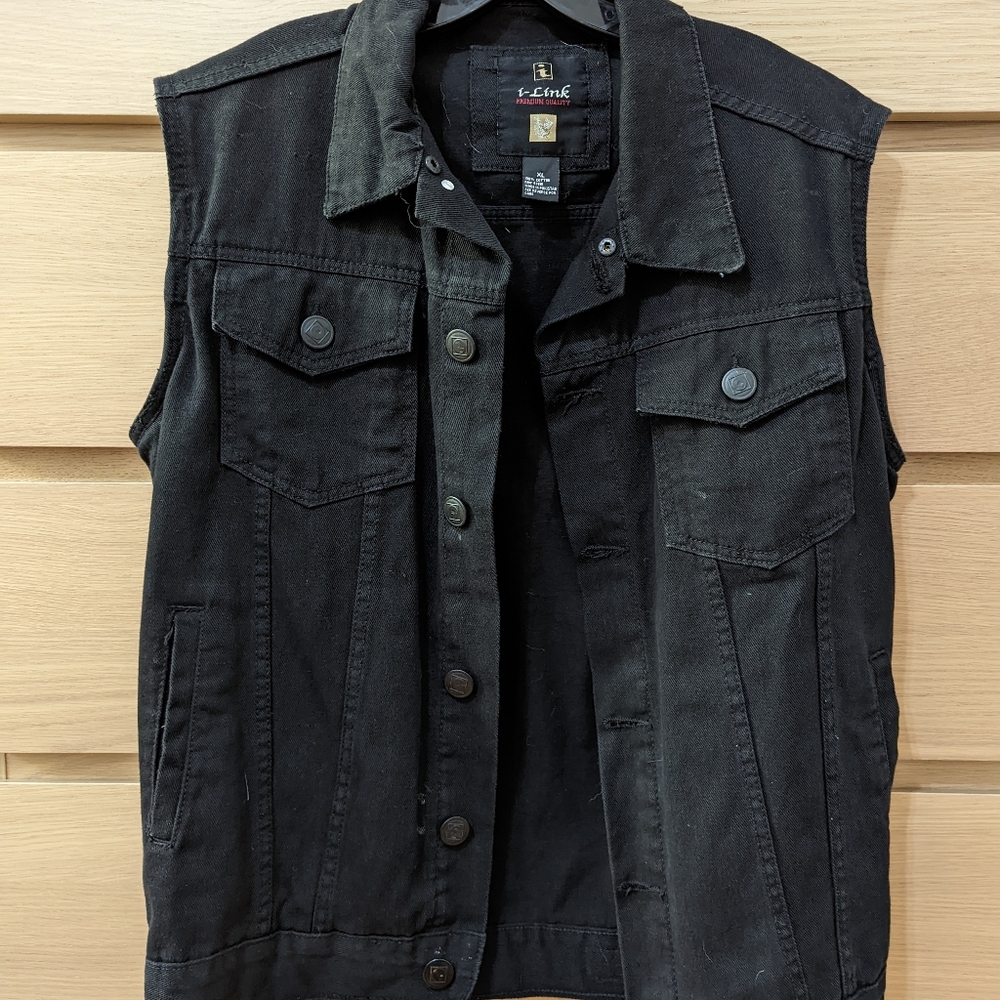 Black Denim Jean Vest Sleeveless Punk